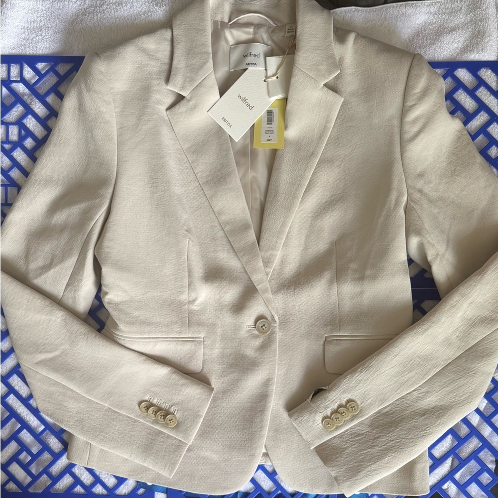 Aritzia Wilfred Etiquette Blazer | Matte Pearl Cream White | Size 4 BNWT - Picture 10 of 15